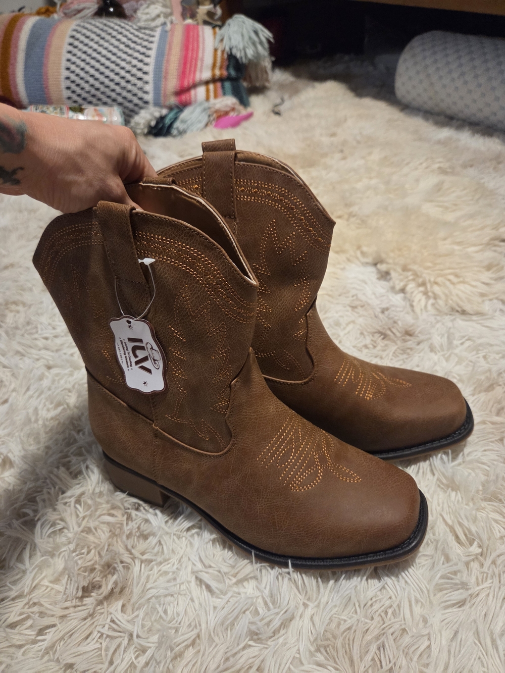 Women's Brown Western Ankle Booties - Unbranded